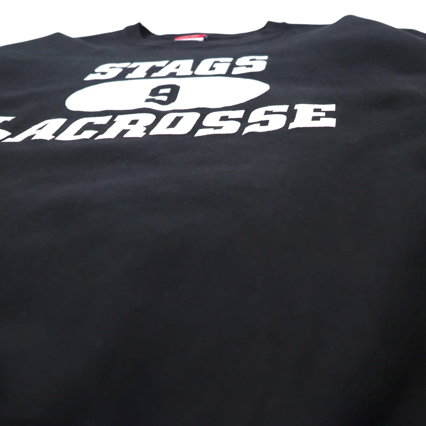 Champion リバースウィーブ REVERSE WEAVE カレッジ スウェット XL ブラック 裏起毛 STAGS LACROSSE 3段プリント メキシコ製