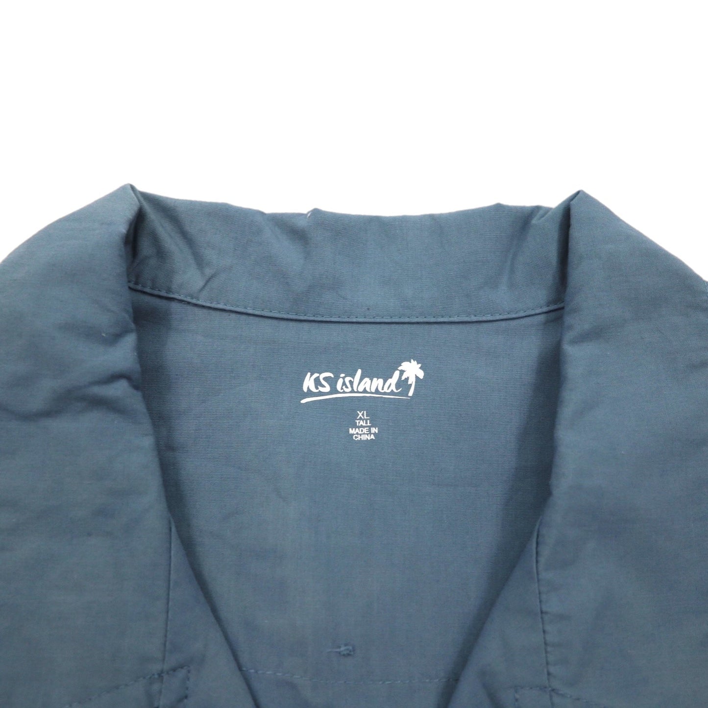 KS island 開襟 オープンカラー キューバシャツ XL グレー ポリエステル コットン 刺繍