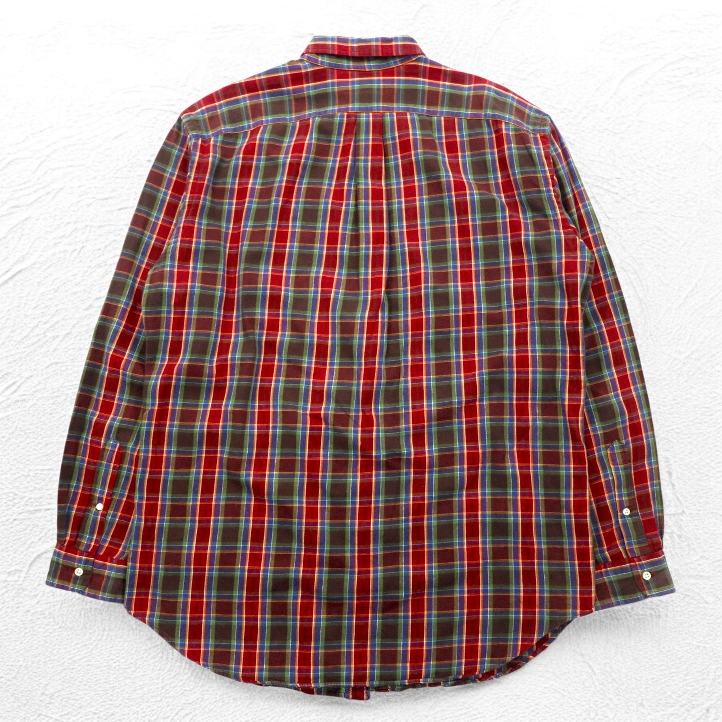 Ralph Lauren 90年代 ボタンダウンシャツ L TALL レッド チェック スモールポニー刺繍 ビッグサイズ