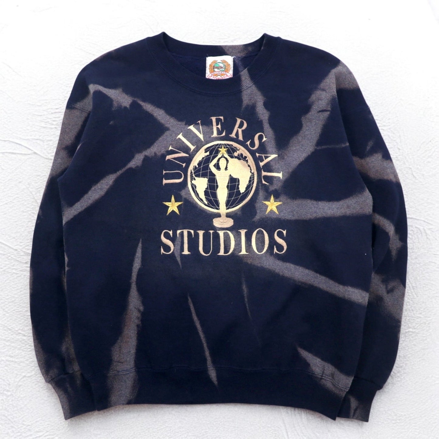 90年代 UNIVERSAL STUDIOS タイダイ 刺繍 スウェット L ネイビー 裏起毛