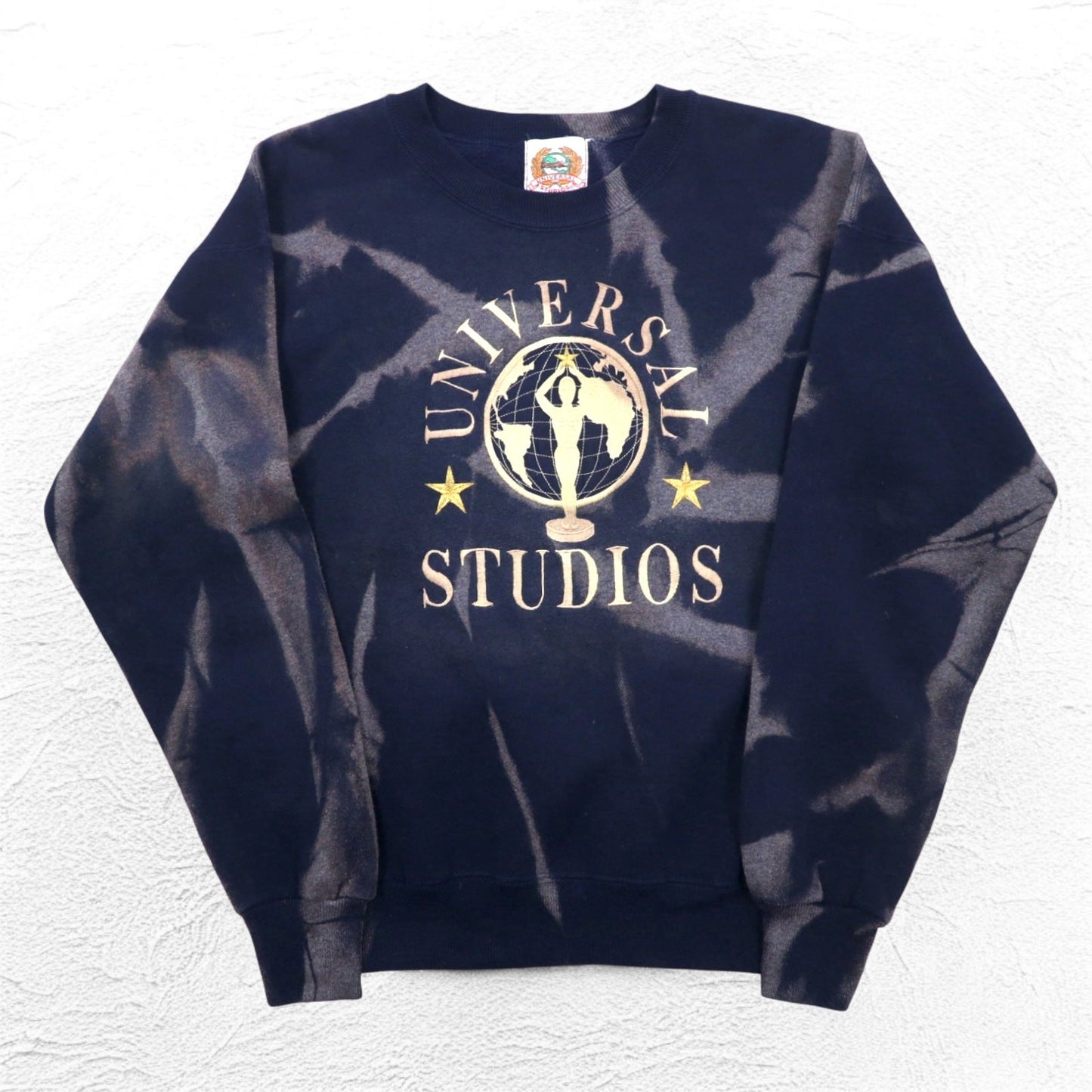 90年代 UNIVERSAL STUDIOS タイダイ 刺繍 スウェット L ネイビー 裏起毛