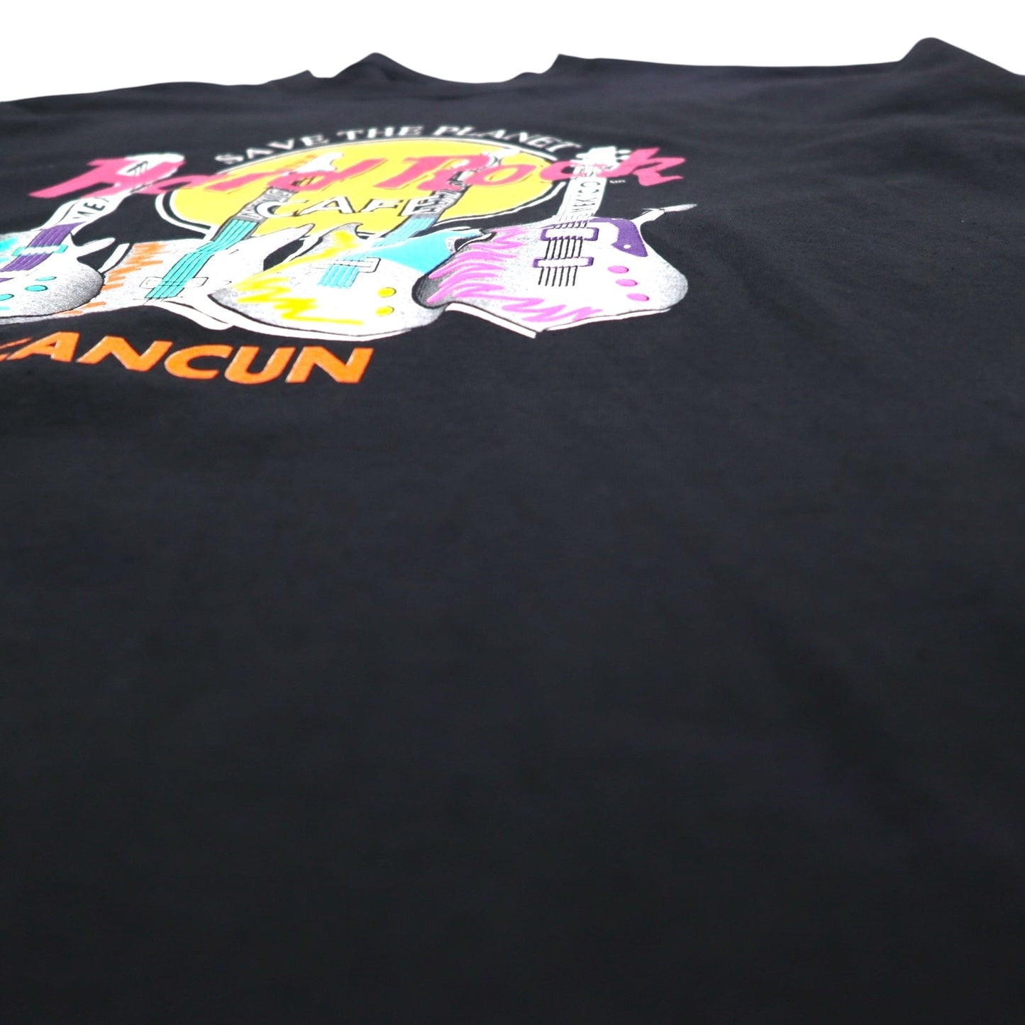 Hard Rock CAFE 90年代 ロゴプリント Tシャツ XL ブラック ギター ベース CANCUN メキシコ製
