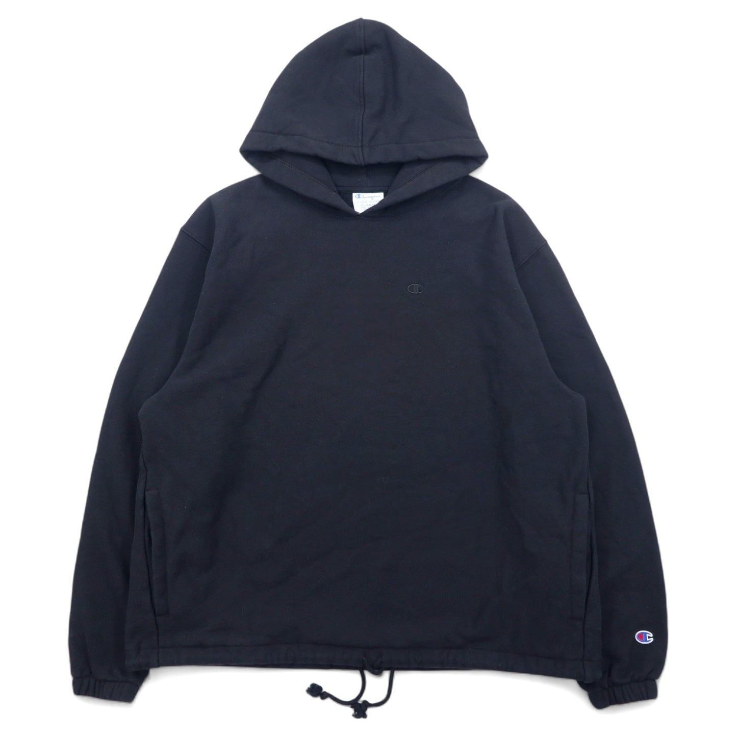 Champion リバースウィーブ REVERSE WEAVE プルオーバーパーカー XL ブラック コットン ドローコード 青単タグ 復刻