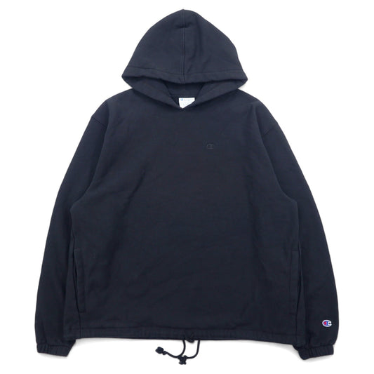 Champion リバースウィーブ REVERSE WEAVE プルオーバーパーカー XL ブラック コットン ドローコード 青単タグ 復刻
