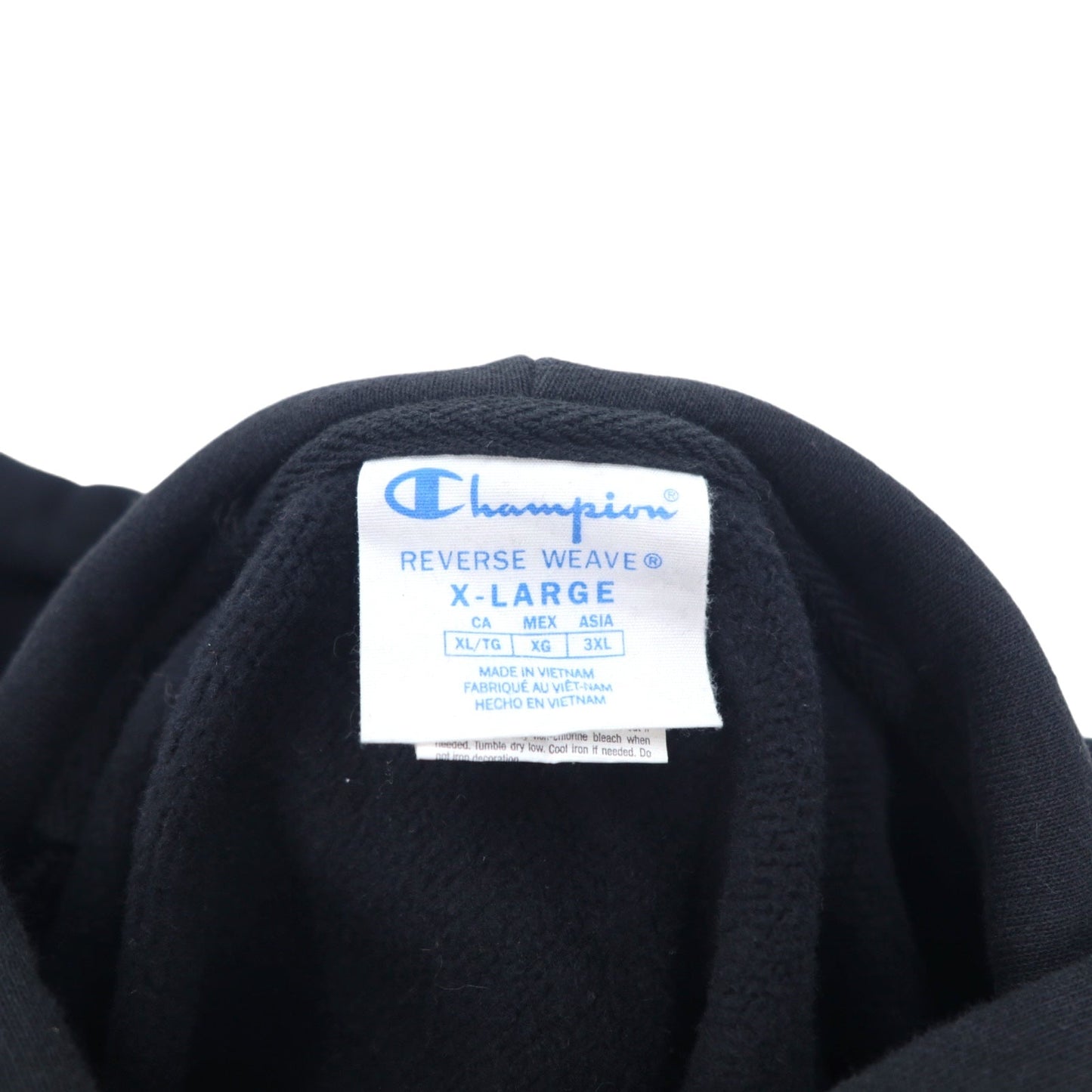 Champion リバースウィーブ REVERSE WEAVE プルオーバーパーカー XL ブラック コットン ドローコード 青単タグ 復刻