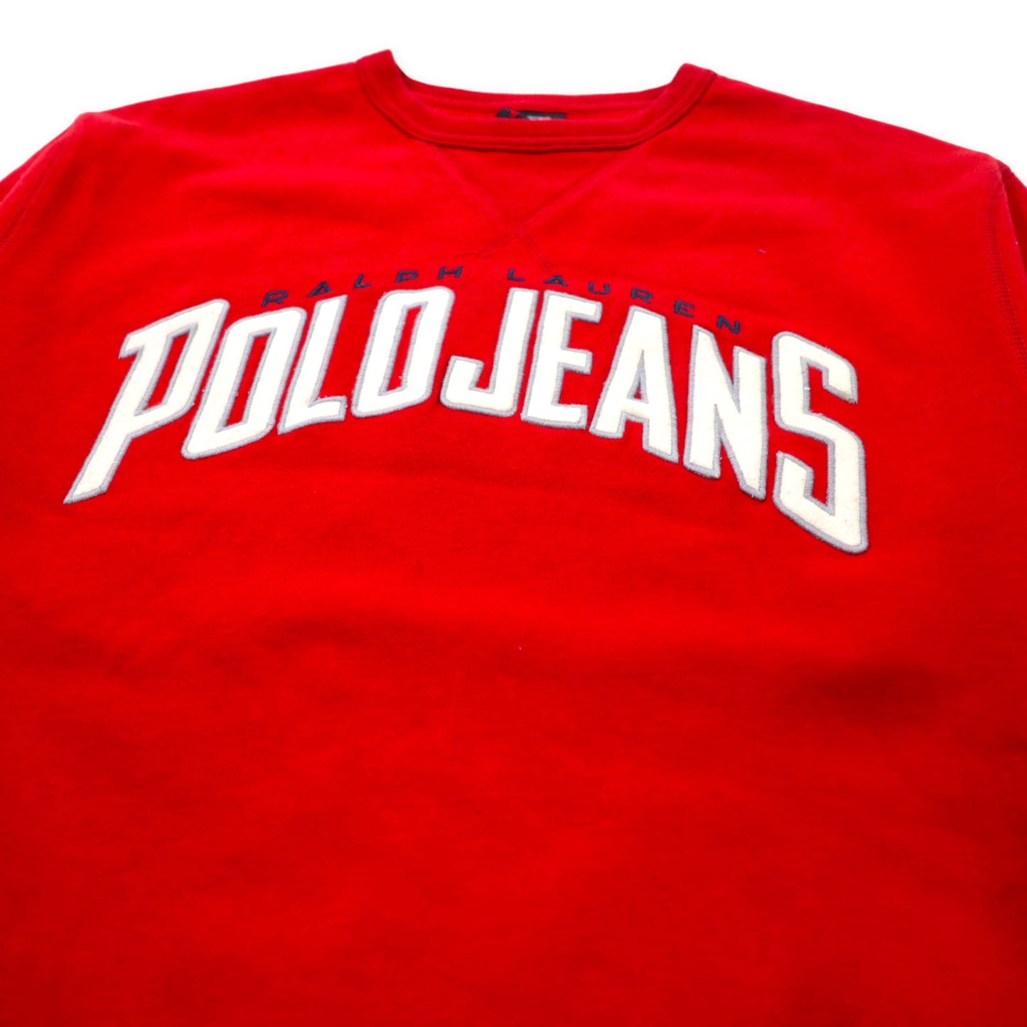 POLO JEANS COMPANY. RALPH LAUREN 90年代 ロゴ スウェット S レッド コットン 裏起毛
