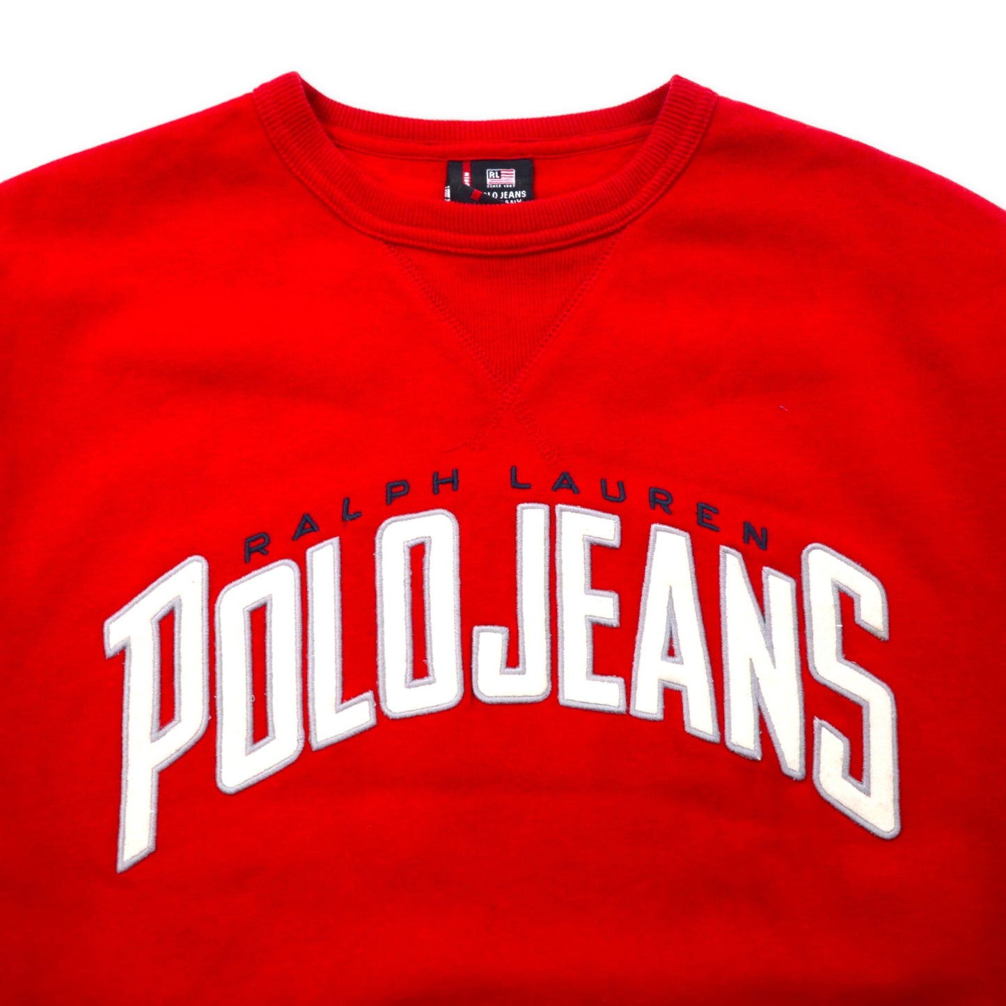 POLO JEANS COMPANY. RALPH LAUREN 90年代 ロゴ スウェット S レッド コットン 裏起毛
