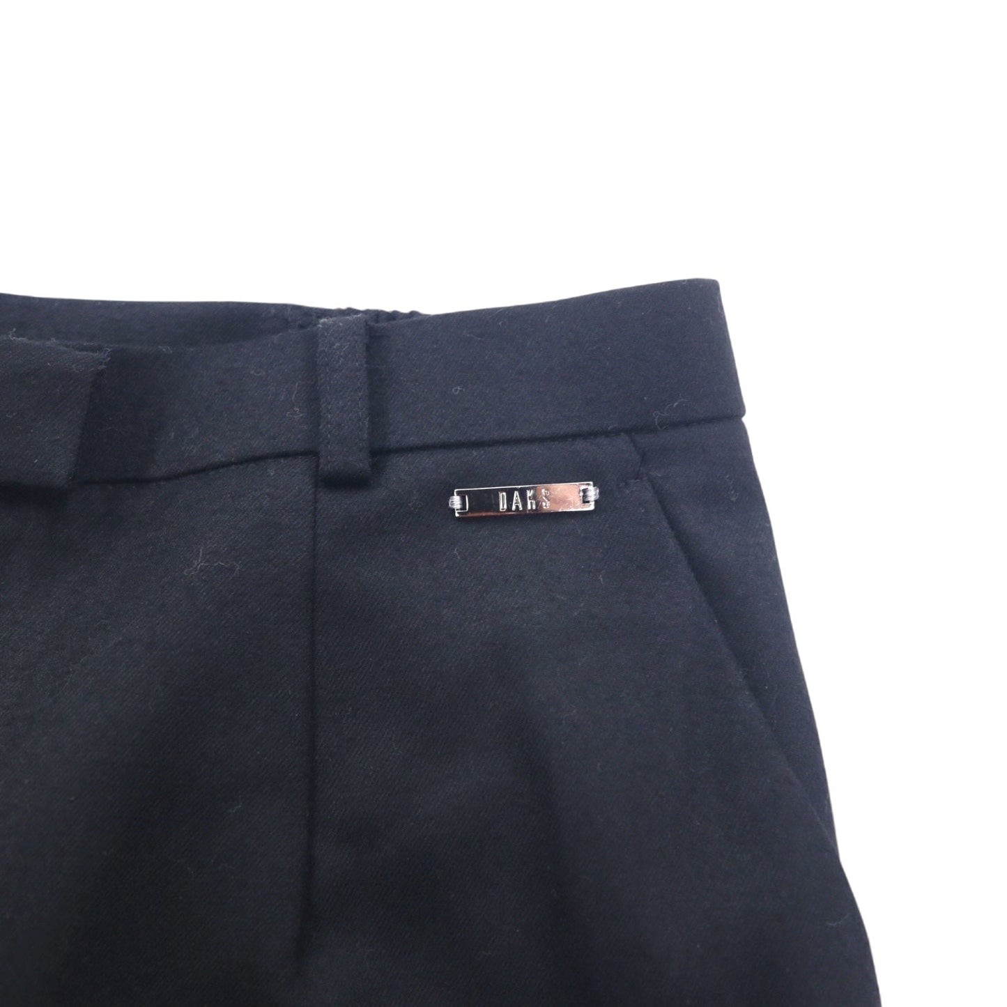 DAKS カシミヤ混 タック センタープレス スラックスパンツ M ブラック ウール 日本製