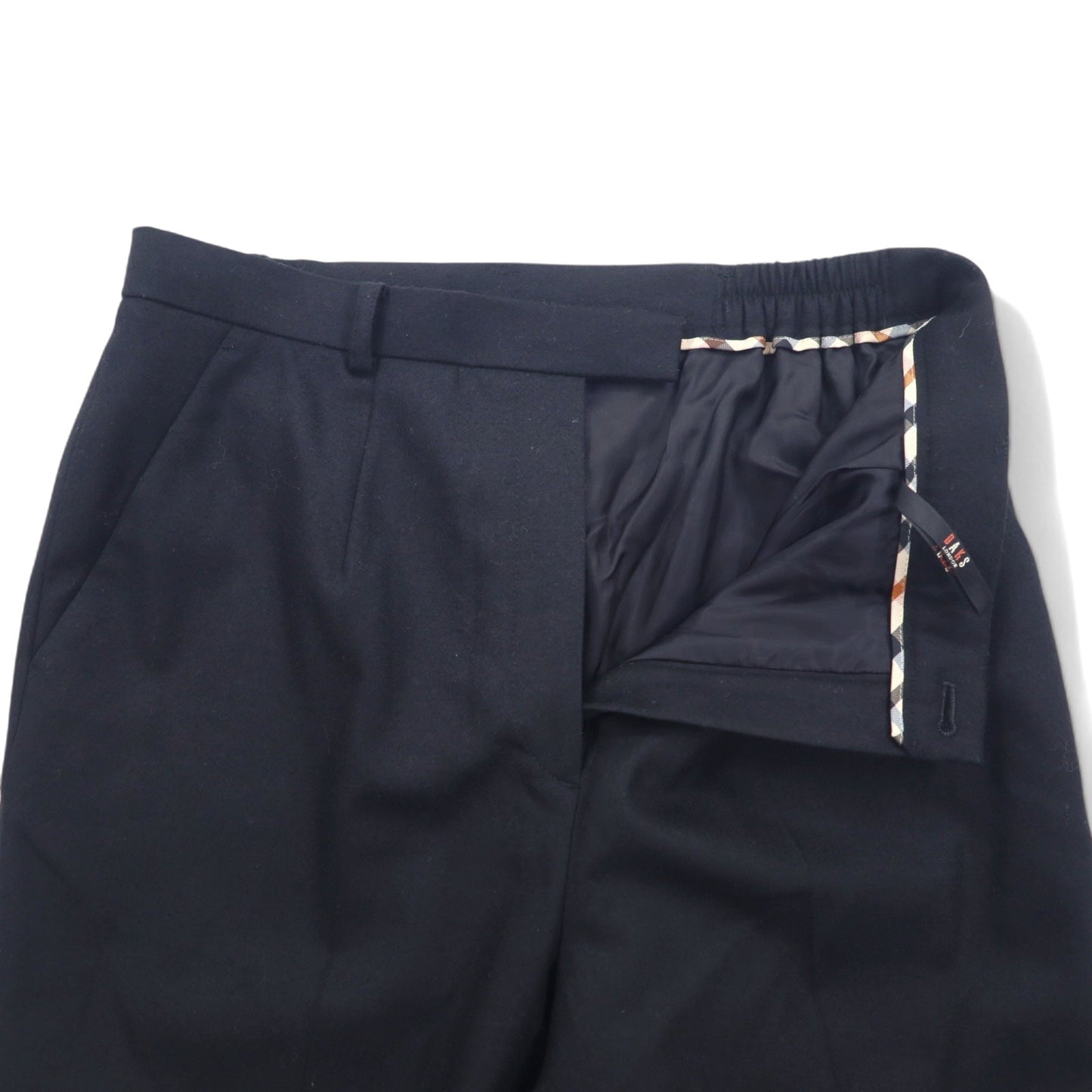 DAKS カシミヤ混 タック センタープレス スラックスパンツ M ブラック ウール 日本製