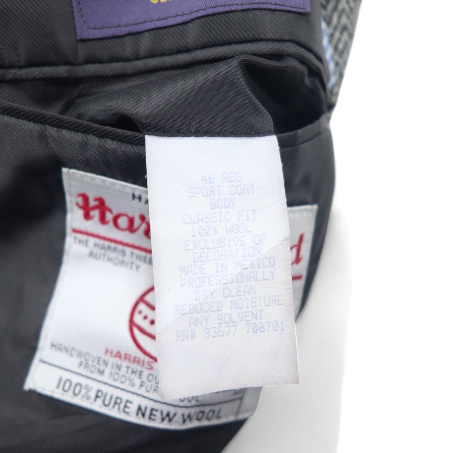 Harris Tweed × STAFFORD ツイード テーラードジャケット L グレー ウール CLASSIC FIT メキシコ製