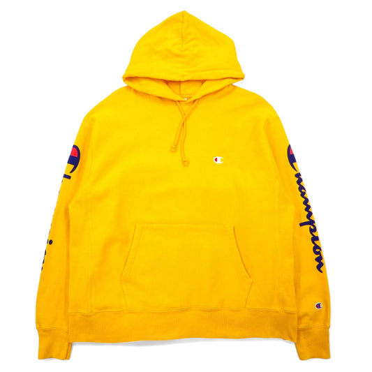 Champion リバースウィーブ REVERSE WEAVE プルオーバー パーカー XL イエロー コットン 青単タグ 復刻 ホンジュラス製