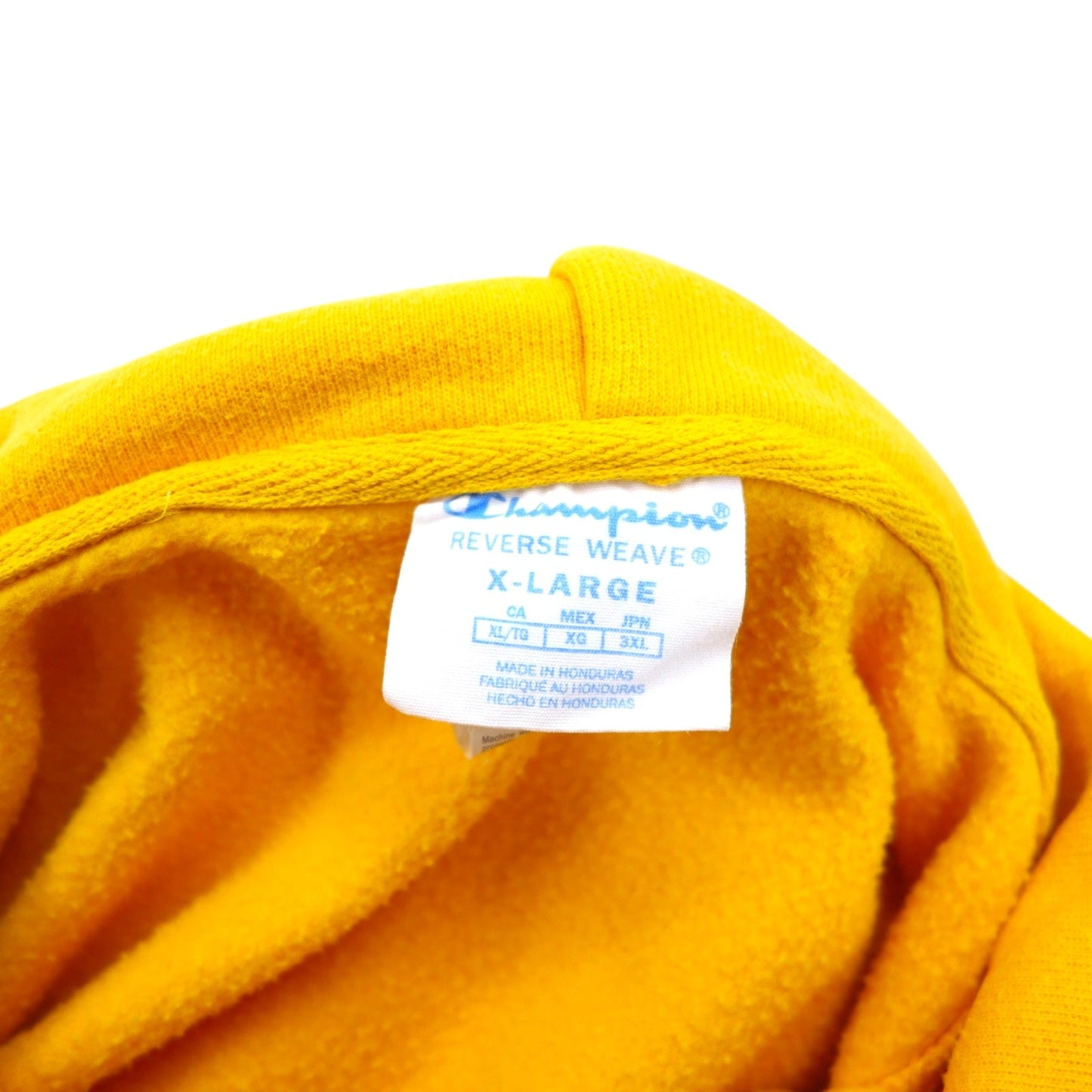 Champion リバースウィーブ REVERSE WEAVE プルオーバー パーカー XL イエロー コットン 青単タグ 復刻 ホンジュラス製
