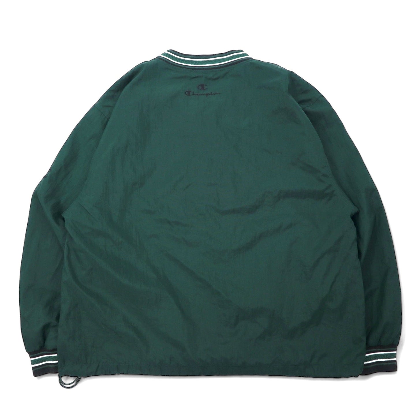 Champion 90年代 リブライン ピステ プルオーバー ナイロンジャケット L グリーン カレッジ ROYSA ビッグサイズ