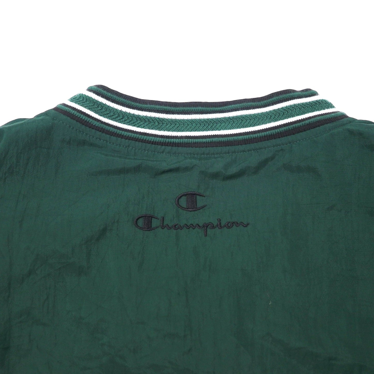 Champion 90年代 リブライン ピステ プルオーバー ナイロンジャケット L グリーン カレッジ ROYSA ビッグサイズ