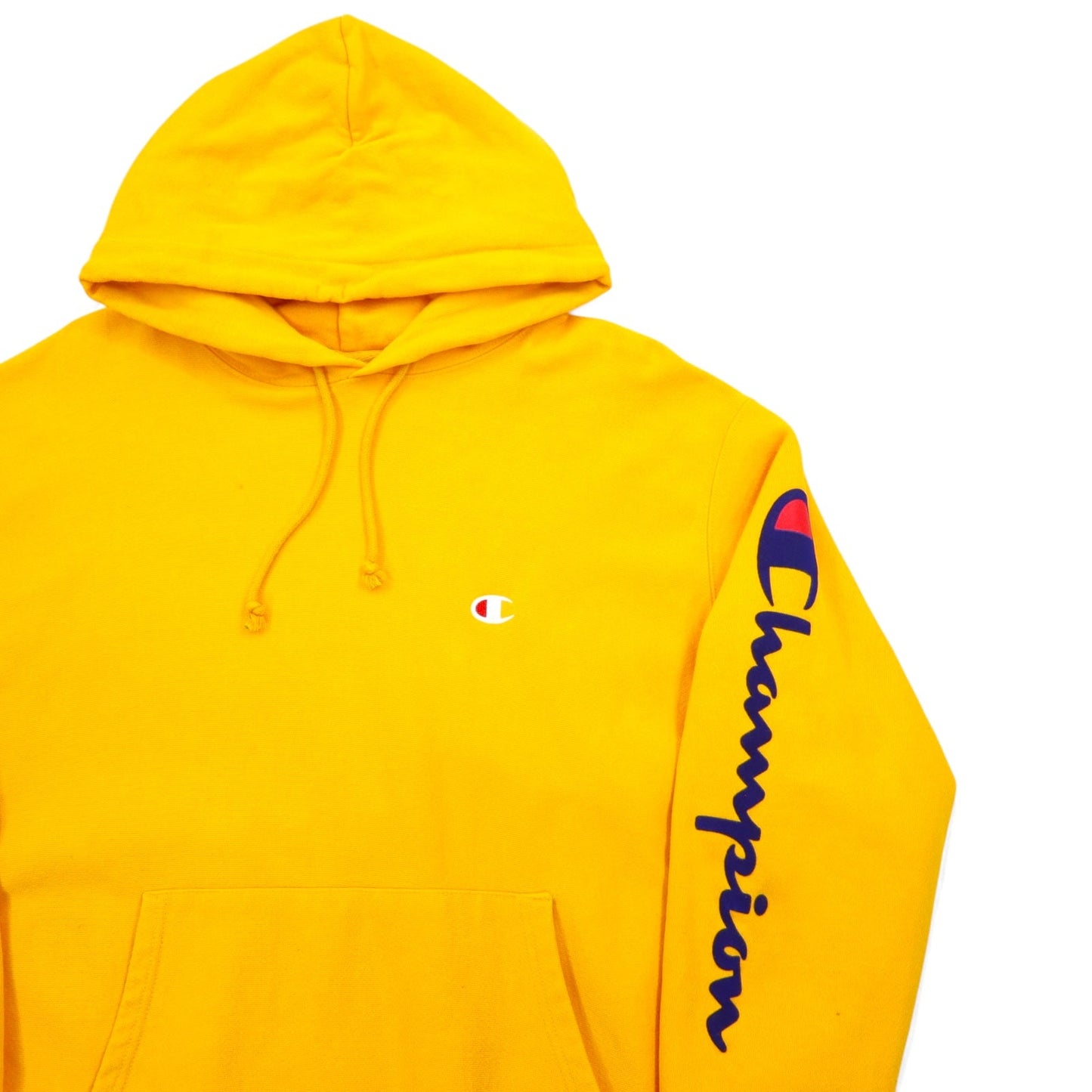 Champion リバースウィーブ REVERSE WEAVE プルオーバー パーカー XL イエロー コットン 青単タグ 復刻 ホンジュラス製
