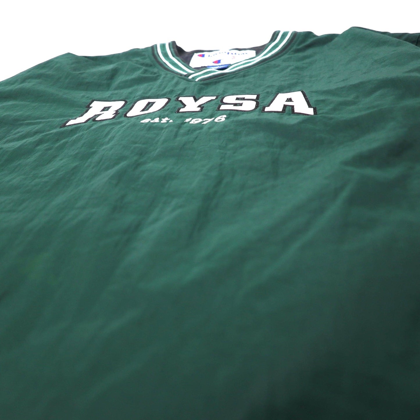 Champion 90年代 リブライン ピステ プルオーバー ナイロンジャケット L グリーン カレッジ ROYSA ビッグサイズ