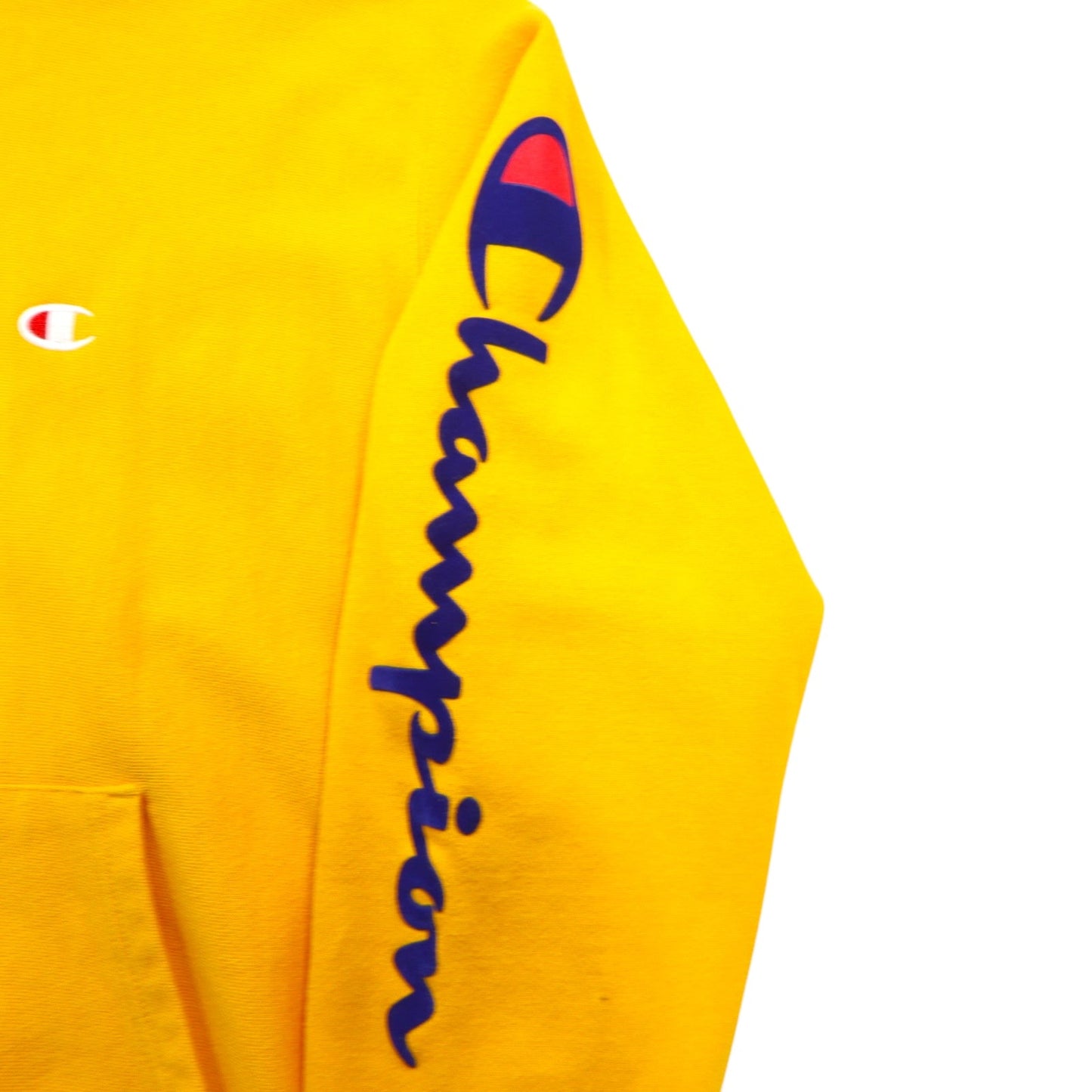 Champion リバースウィーブ REVERSE WEAVE プルオーバー パーカー XL イエロー コットン 青単タグ 復刻 ホンジュラス製