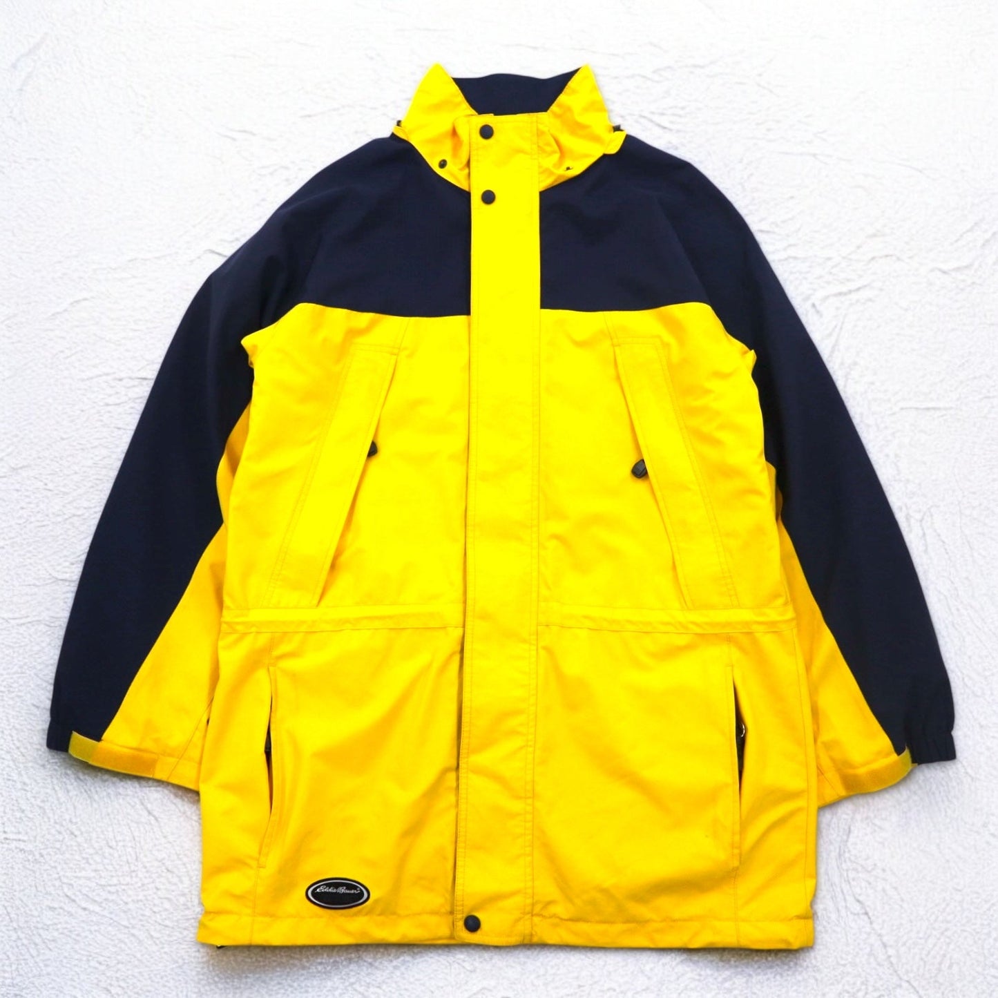 Eddie Bauer 90年代 EBTEK ゴアテックス GORE-TEX マウンテンパーカー L イエロー ドローコード フード着脱式