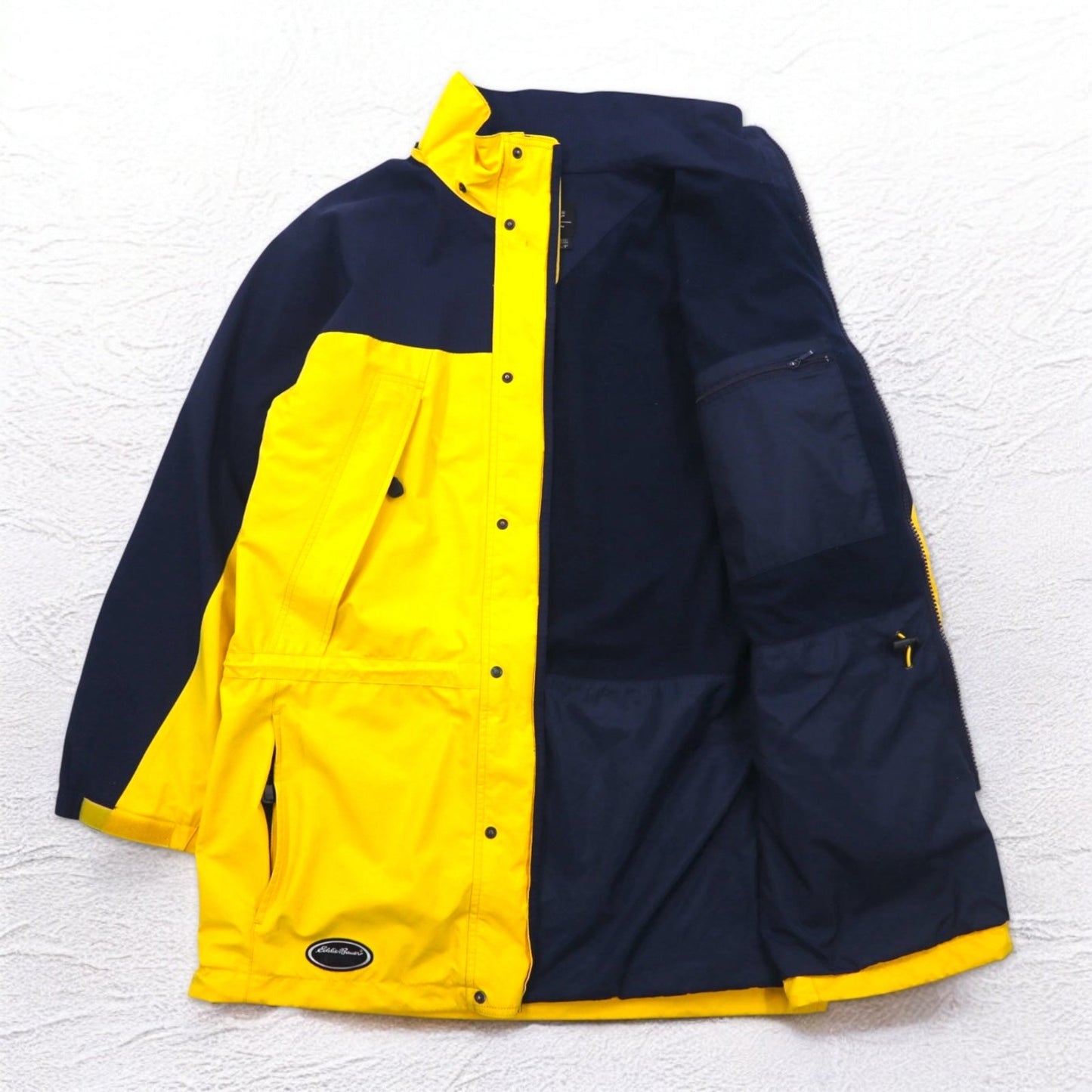 Eddie Bauer 90年代 EBTEK ゴアテックス GORE-TEX マウンテンパーカー L イエロー ドローコード フード着脱式