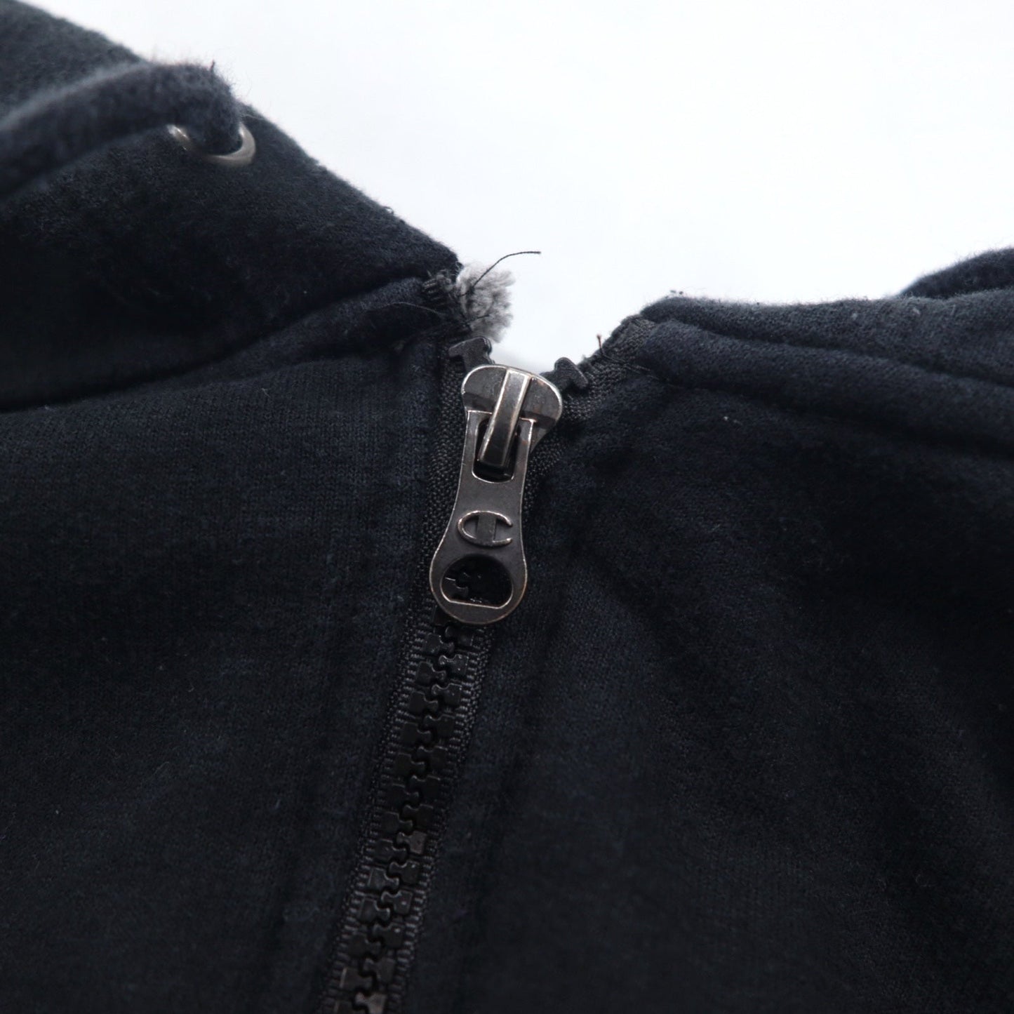 Champion ビッグサイズ フルジップパーカー 4XL ブラック ワンポイントロゴ刺繍 ホンジュラス製