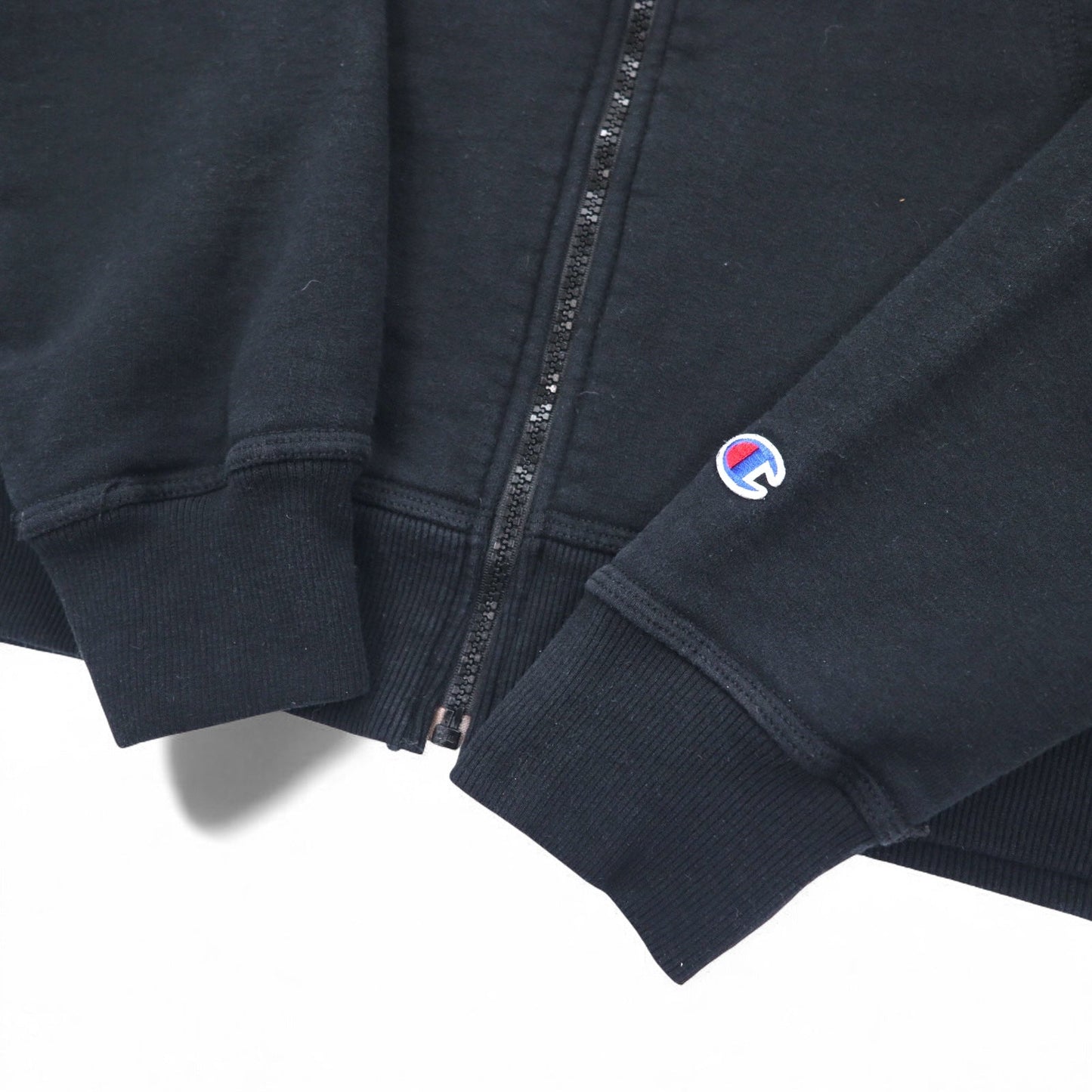Champion ビッグサイズ フルジップパーカー 4XL ブラック ワンポイントロゴ刺繍 ホンジュラス製