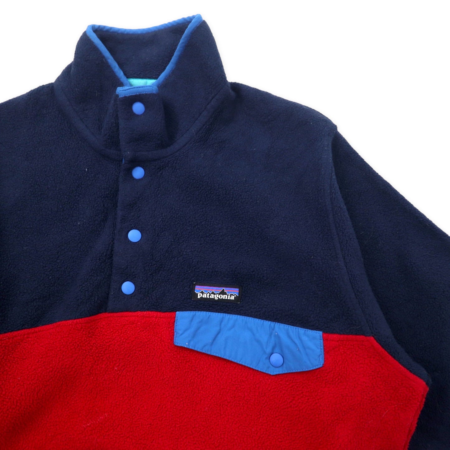 patagonia シンチラ スナップT ハーフスナップ プルオーバー フリースジャケット XS ネイビー レッド バイカラー ポリエステル 25580FA16