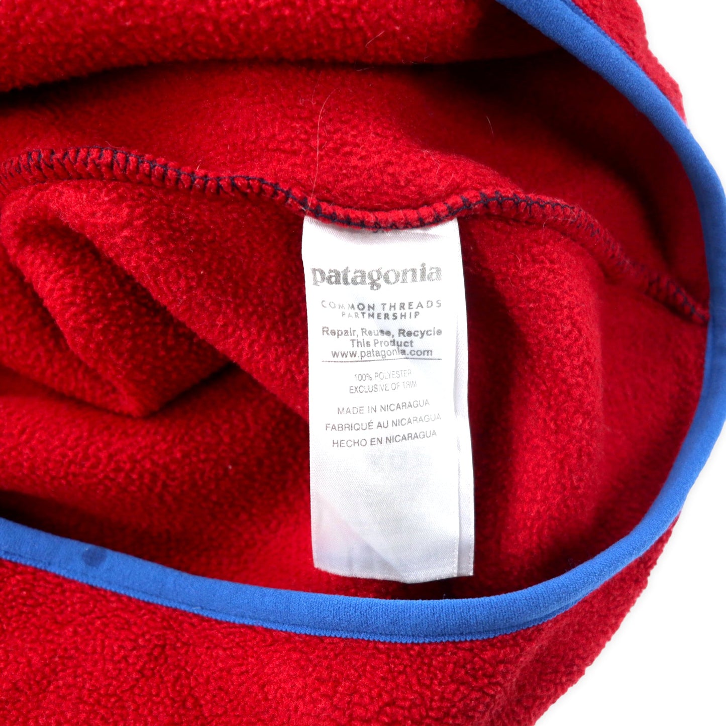 patagonia シンチラ スナップT ハーフスナップ プルオーバー フリースジャケット XS ネイビー レッド バイカラー ポリエステル 25580FA16