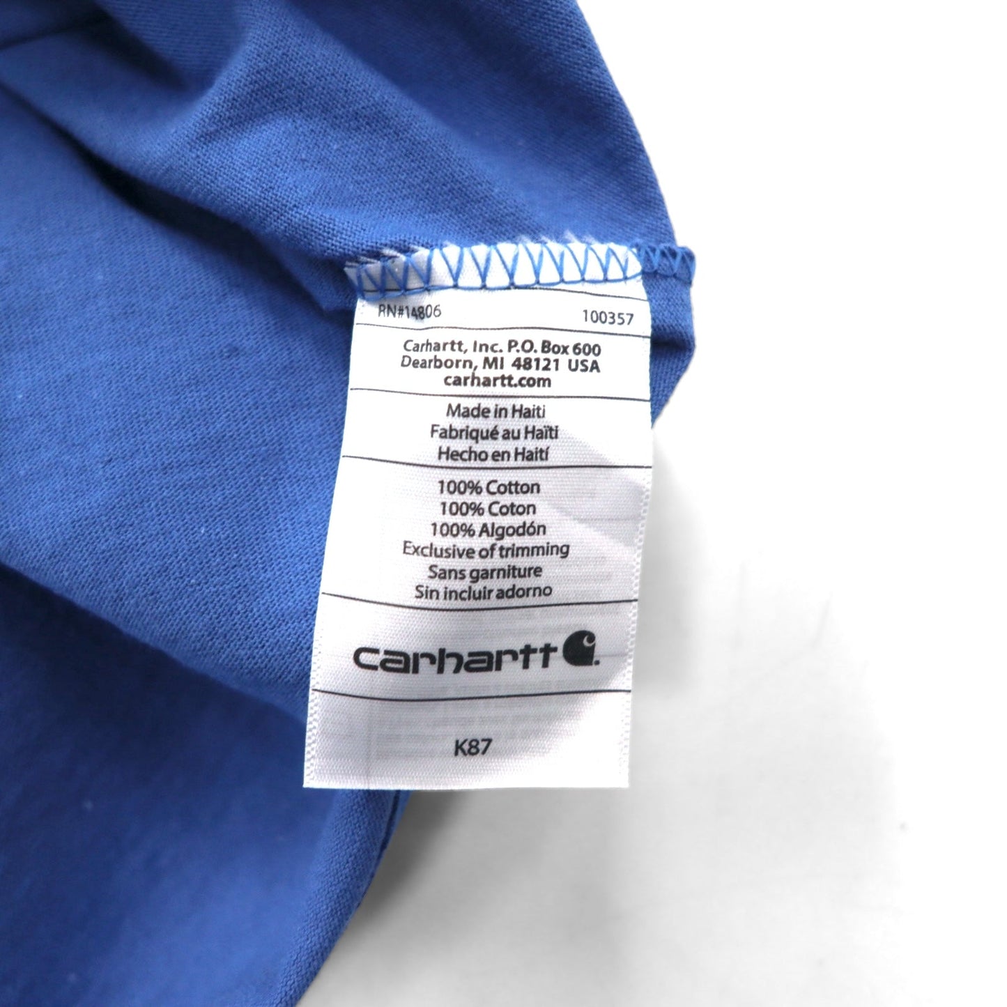 carhartt オリジナルフィット ポケット Tシャツ 2XL ブルー ORIGINAL FIT コットン K87 未使用品