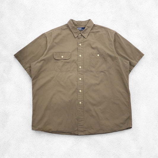 Polo by Ralph Lauren 90年代 ビッグサイズ 半袖 シャツ 2XL ベージュ コットン 胸ポケット
