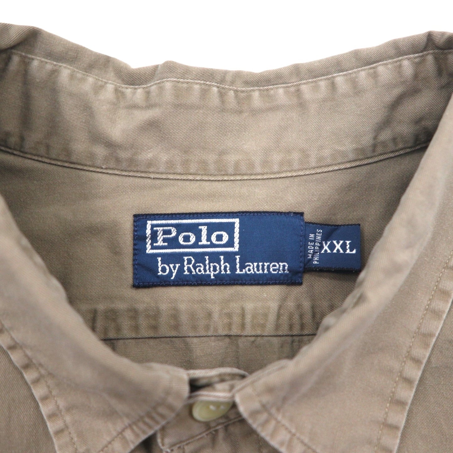 Polo by Ralph Lauren 90年代 ビッグサイズ 半袖 シャツ 2XL ベージュ コットン 胸ポケット