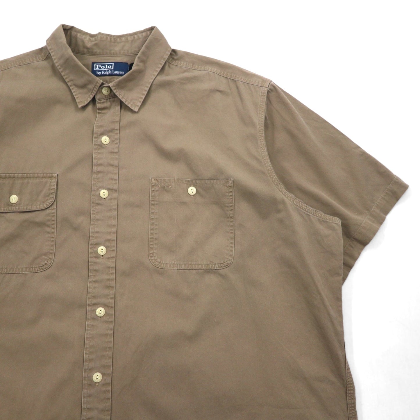 Polo by Ralph Lauren 90年代 ビッグサイズ 半袖 シャツ 2XL ベージュ コットン 胸ポケット