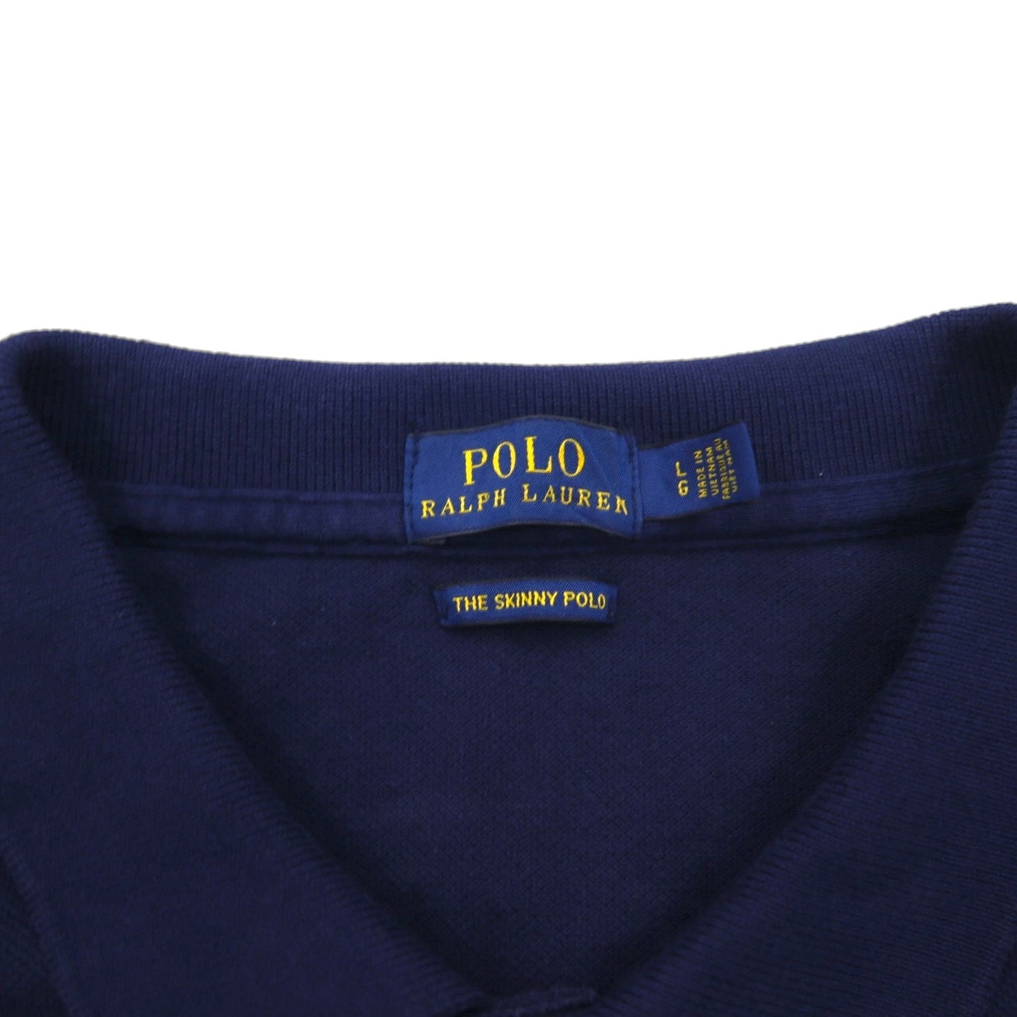 POLO RALPH LAUREN ビッグポニー刺繍 THE SKINNY POLO ポロシャツ L ネイビー コットン 鹿の子 USA 星条旗
