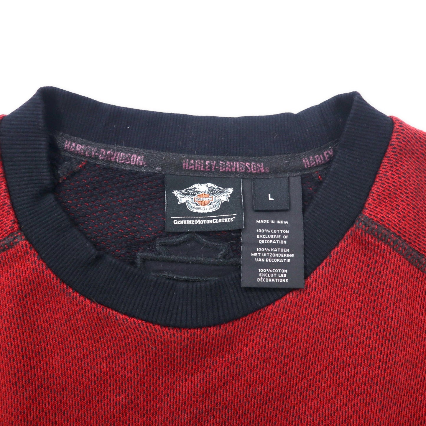 HARLEY DAVIDSON ロゴ刺繍 スウェット L レッド コットン ビッグサイズ
