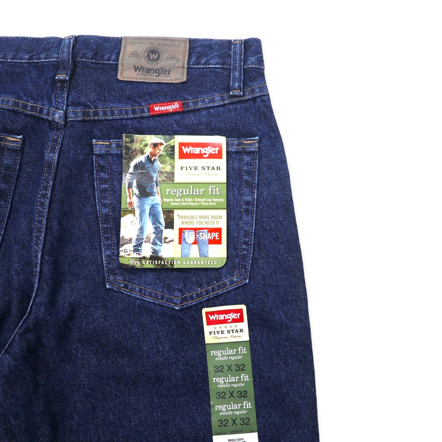 Wrangler レギュラーフィット デニムパンツ 32 ブルー コットン FIVE STAR ジッパーフライ メキシコ製 未使用品