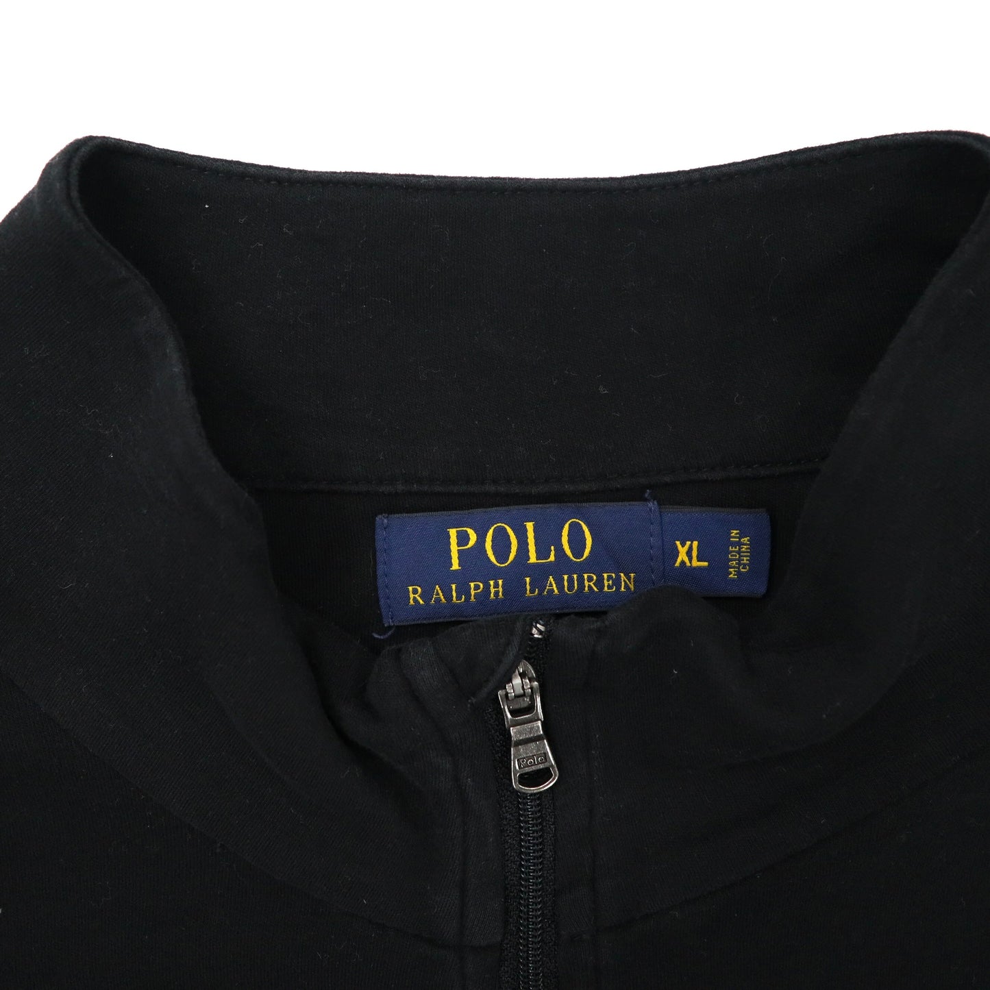 POLO RALPH LAUREN ハーフジップ トラックシャツ XL ブラック コットン PIMA SOFT TOUCH サイドライン スモールポニー刺繍