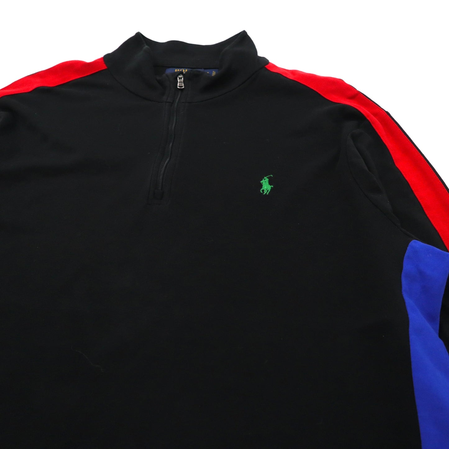 POLO RALPH LAUREN ハーフジップ トラックシャツ XL ブラック コットン PIMA SOFT TOUCH サイドライン スモールポニー刺繍