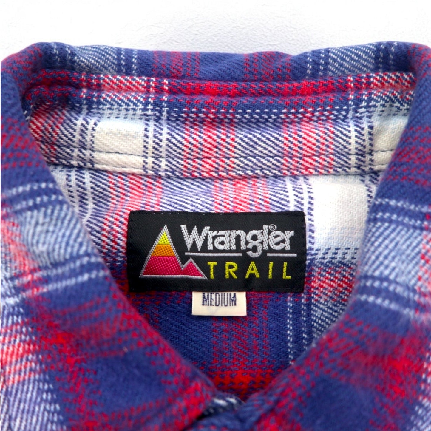Wrangler TRAIL 90年代 フランネル ワークシャツ M ブルー チェック コットン