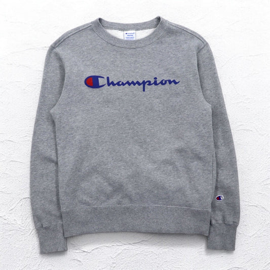 Champion クルーネック スウェット M グレー コットン ロゴプリント C3-H004
