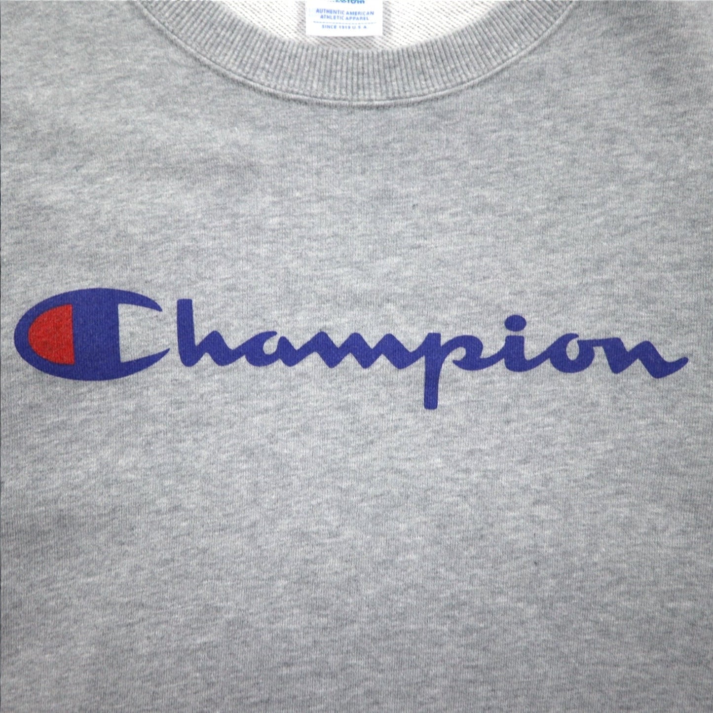 Champion クルーネック スウェット M グレー コットン ロゴプリント C3-H004