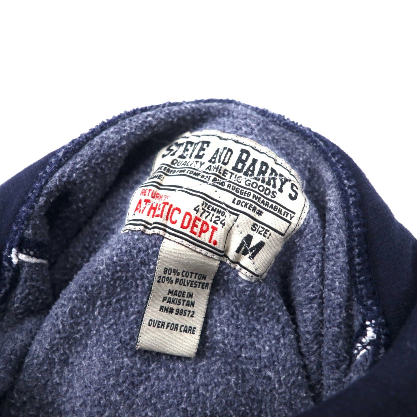 STEVE AND BARRY'S カレッジ プルオーバーパーカー M ネイビー コットン パキ綿 裏起毛 MICHIGAN