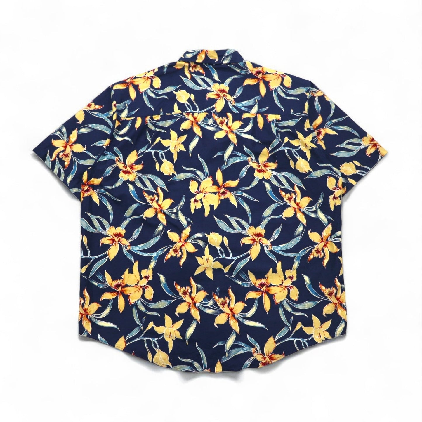 90年代 CROSSINGS ボタンダウン 花柄 アロハシャツ XL ネイビー コットン 総柄 未使用品