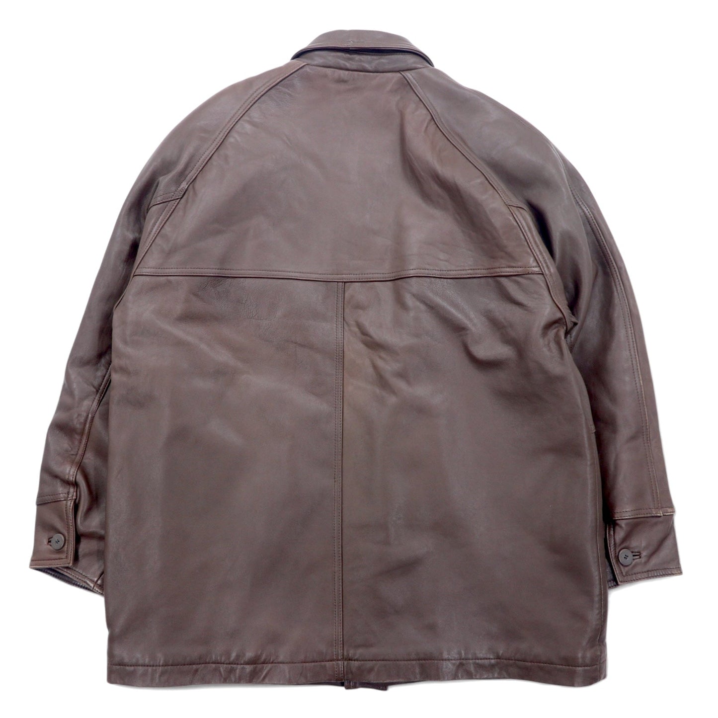 Vintage Lamb Leather Car Coat 90年代 ラムレザー カーコート M ブラウン 羊革 裏地ペイズリー