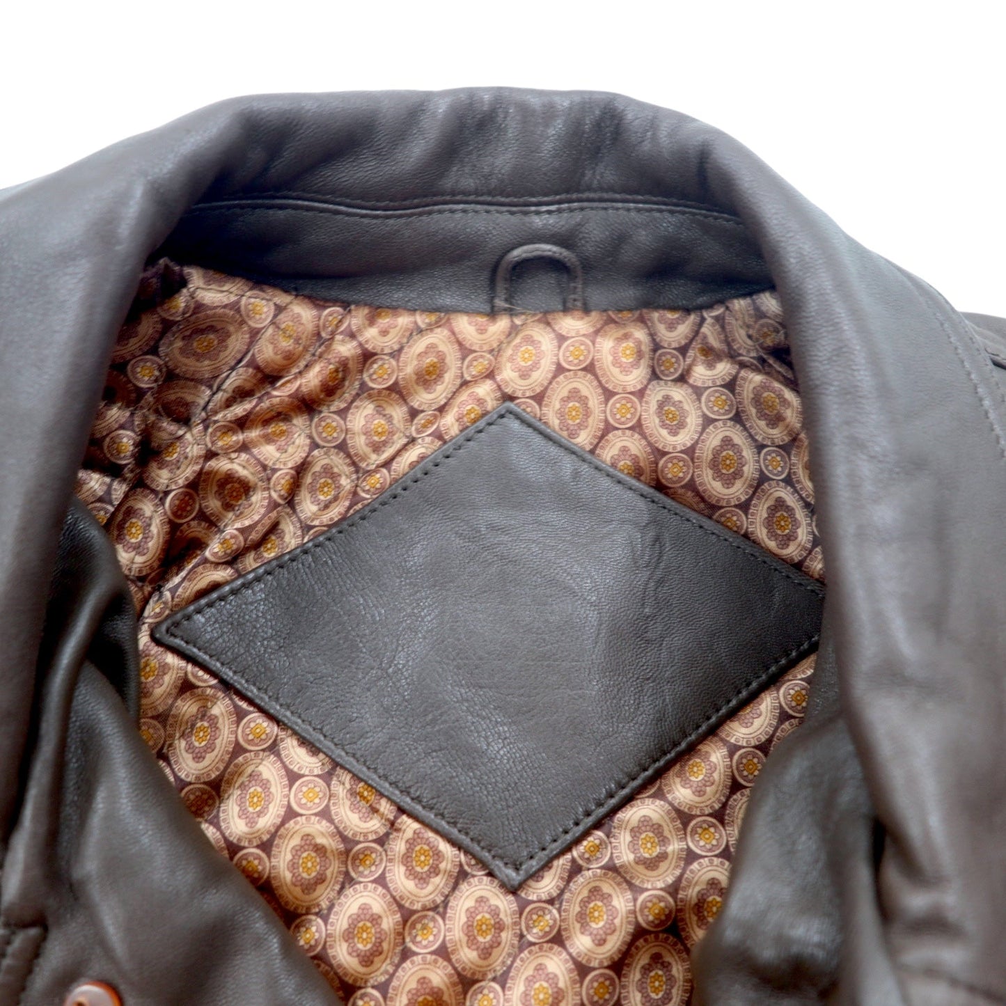 Vintage Lamb Leather Car Coat 90年代 ラムレザー カーコート M ブラウン 羊革 裏地ペイズリー