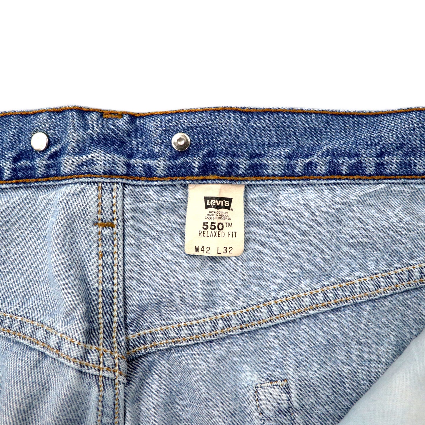 Levi's 550 リラックスフィット テーパード デニムパンツ 42 ブルー アイスウォッシュ サスペンダーボタン 550-4891 ビッグサイズ メキシコ製