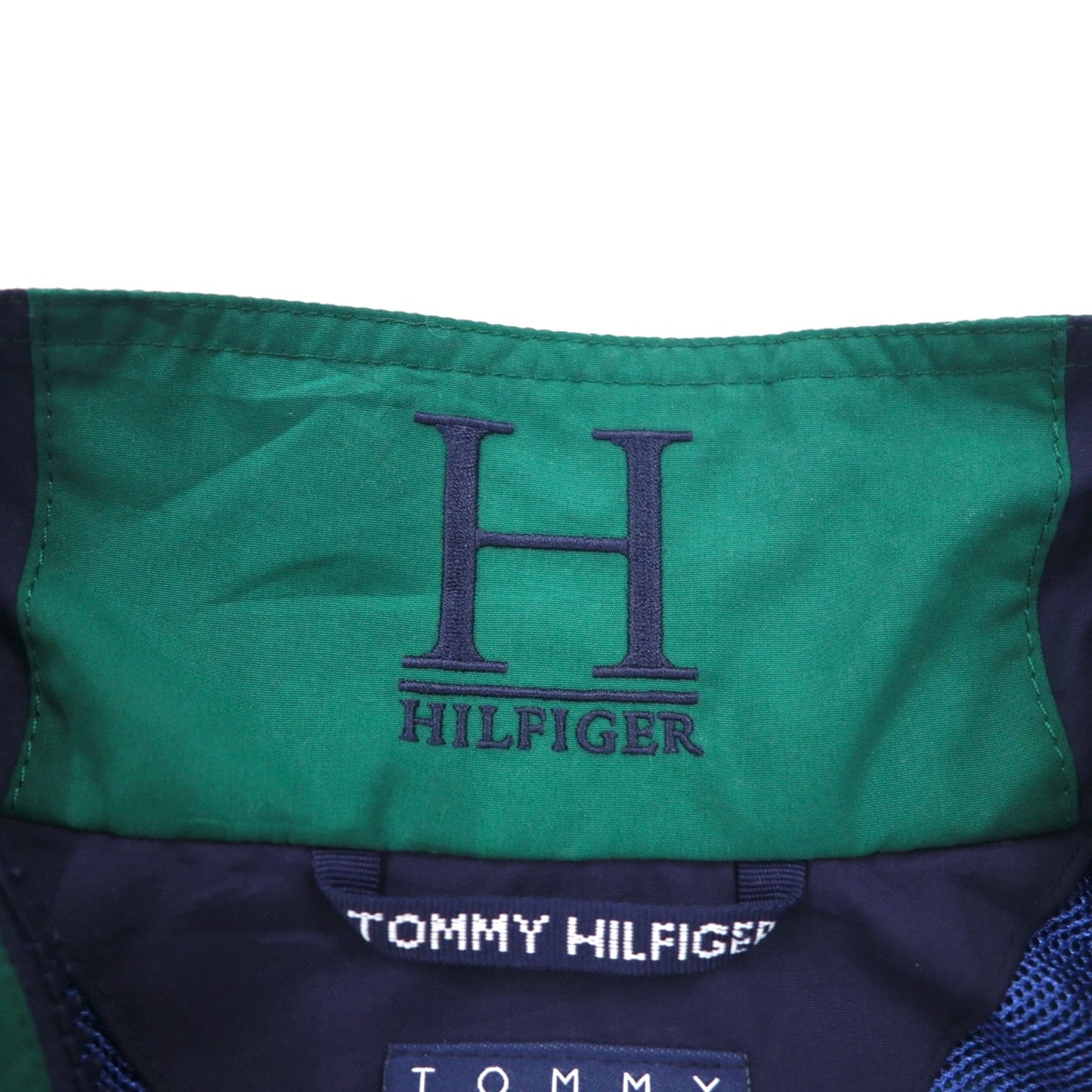 TOMMY HILFIGER 00年代 ジップアップ スポーツジャケット M グリーン 撥水 透湿 メッシュライナー ドローコード 未使用品