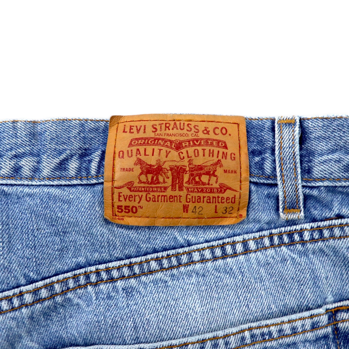 Levi's 550 リラックスフィット テーパード デニムパンツ 42 ブルー アイスウォッシュ サスペンダーボタン 550-4891 ビッグサイズ メキシコ製