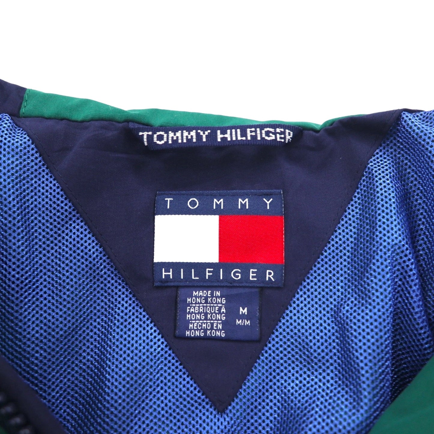 TOMMY HILFIGER 00年代 ジップアップ スポーツジャケット M グリーン 撥水 透湿 メッシュライナー ドローコード 未使用品
