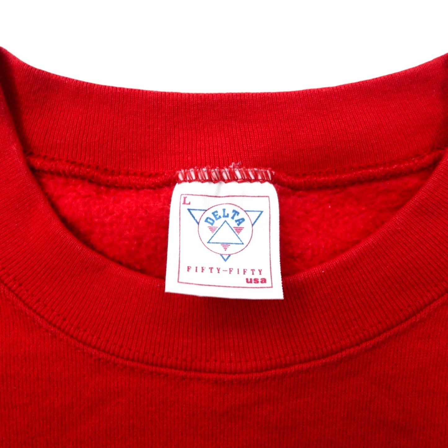 DELTA USA製 90年代 FIFTY-FIFTY カレッジ プリント スウェット L レッド コットン ポリエステル 裏起毛 MODESTO