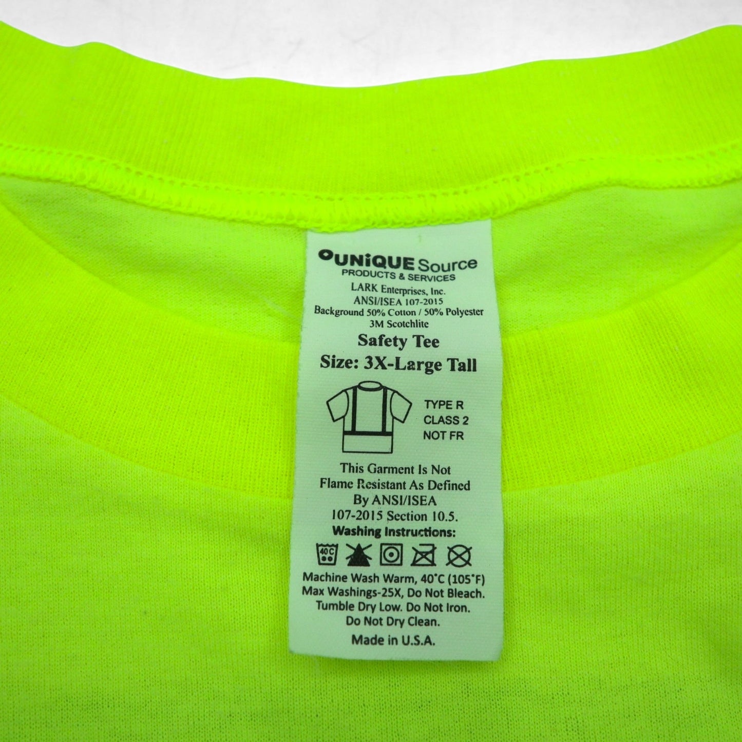 USA製 UNIQUE SOURCE リフレクター ワーク Tシャツ Safety Tee 3XL イエロー コットン ポリエステル