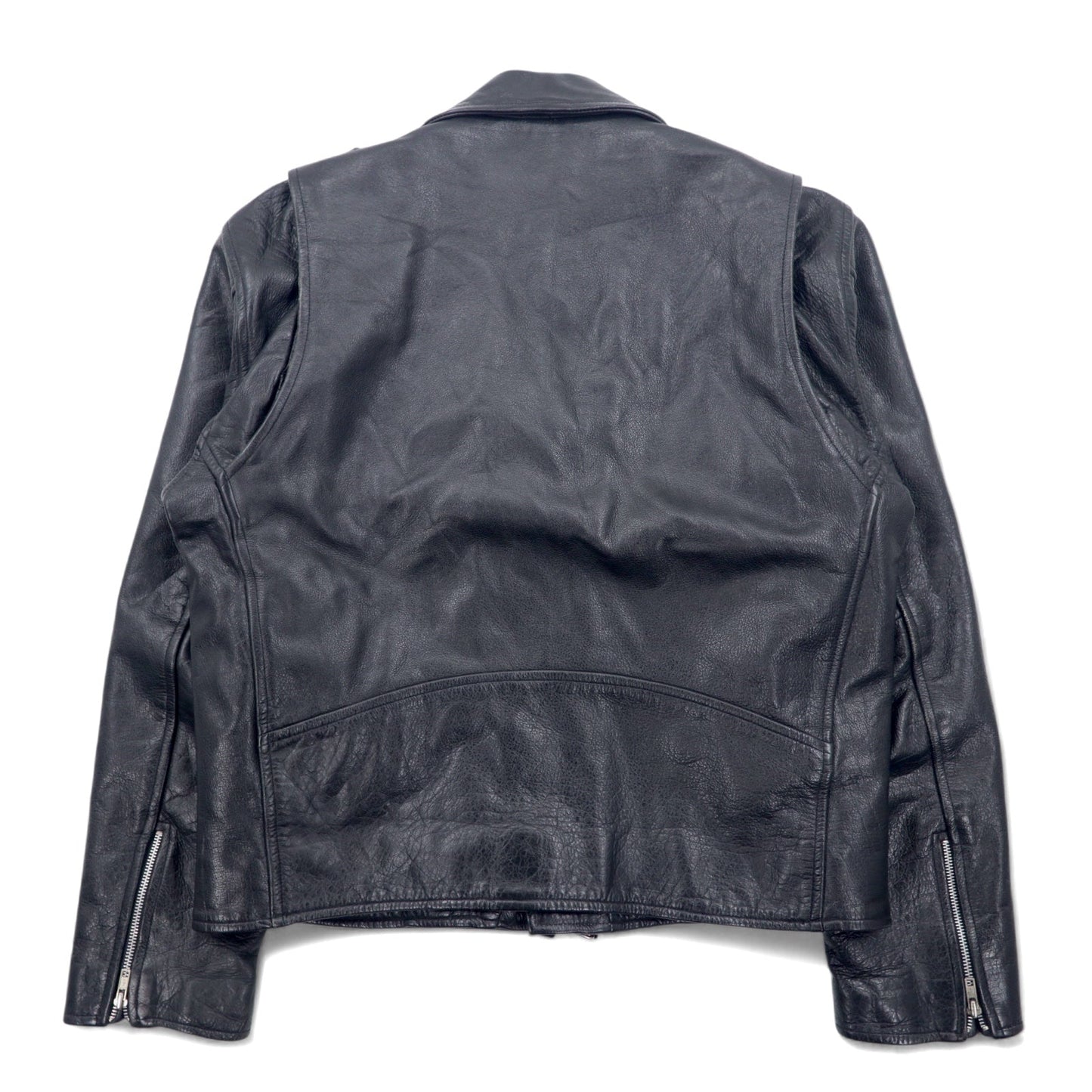 パキスタン製 90年代 パキジャン ダブルライダース レザージャケット XL ブラック GENUINE Leather レザー キルティングライナー